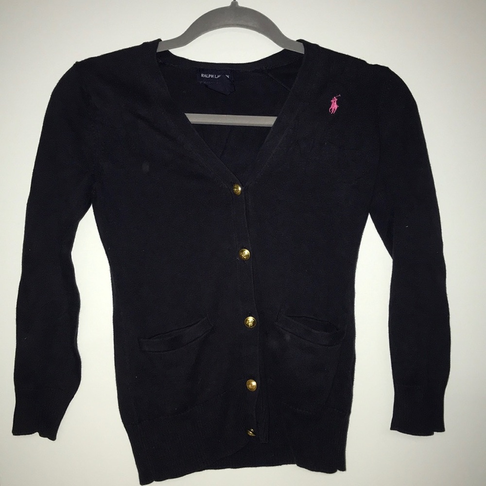 navy button down v neck sweater